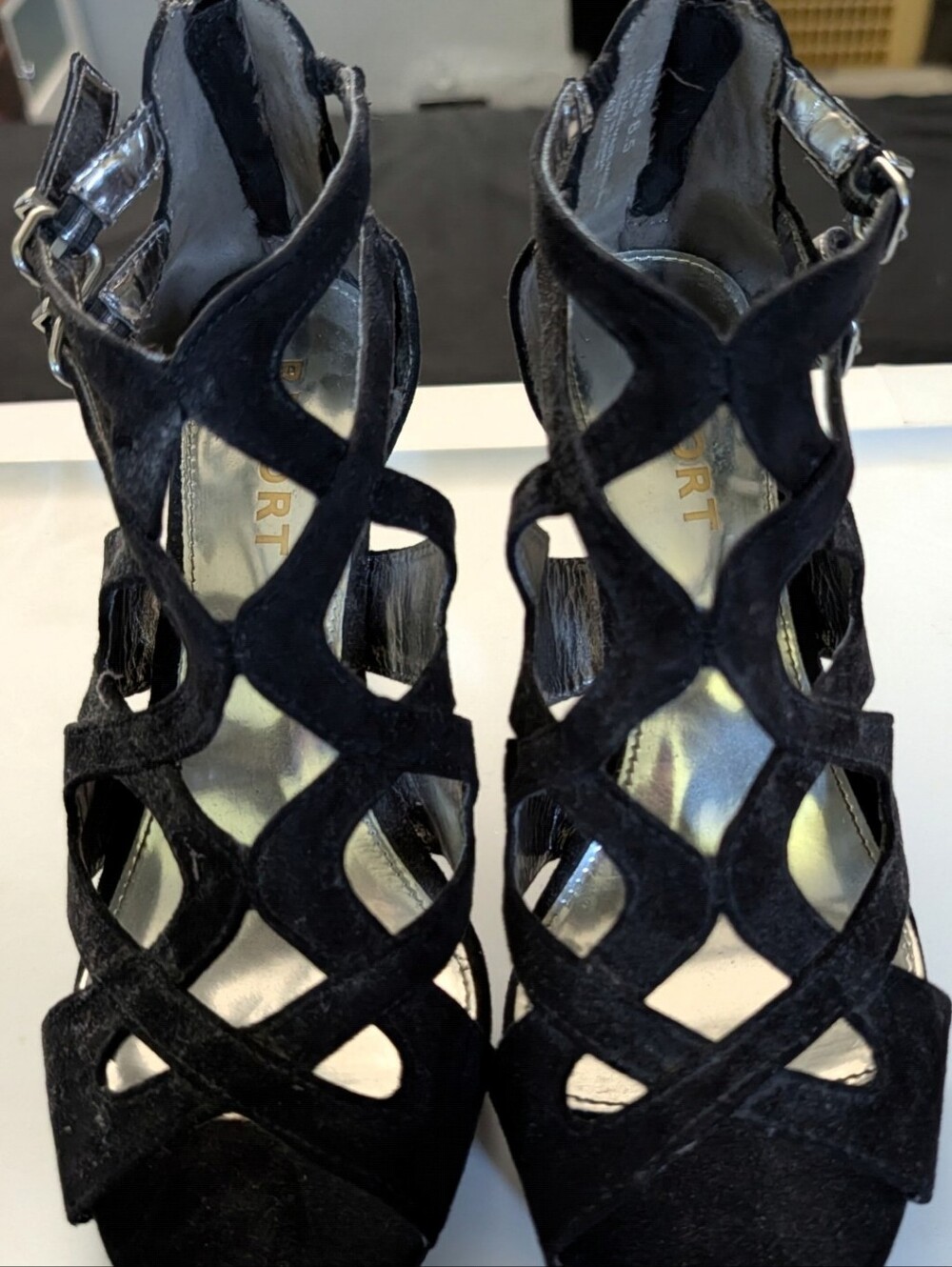 REPORT Black Strappy Cutout Women's Heels